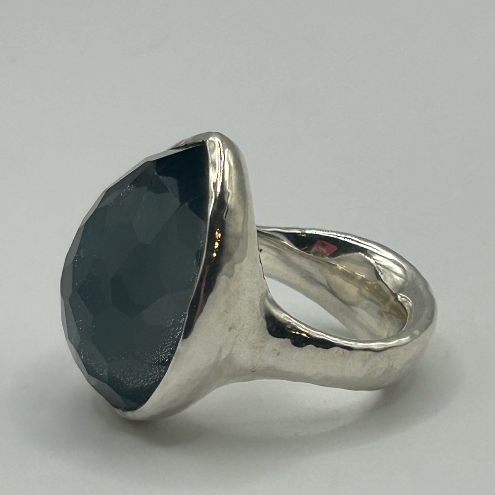 Ippolita 925 Silver Rock Candy hematate doublet large teardrop Ring, size7